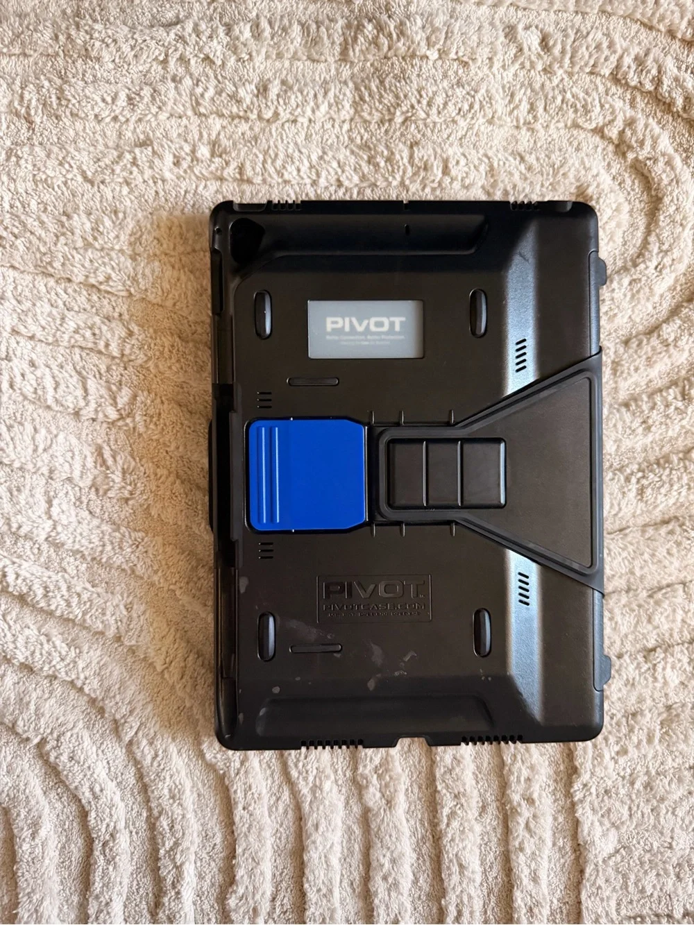 Rugged Black and Blue Tablet Case with Built-In Stand